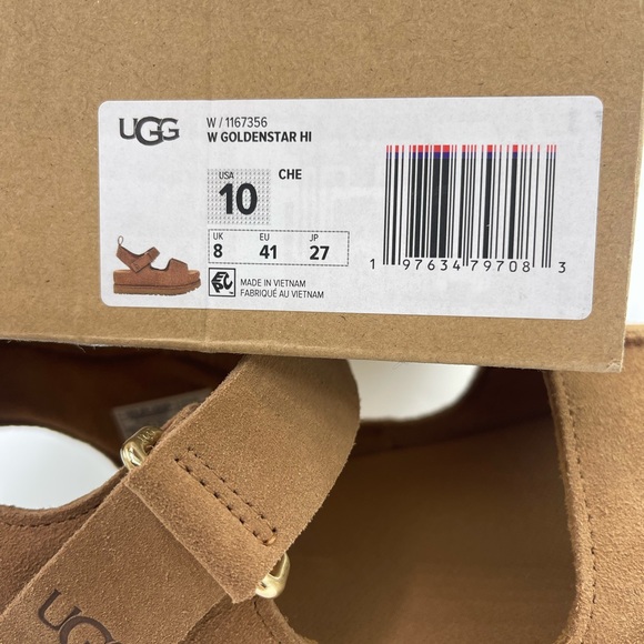 UGG GOLDENSTAR WMNS 10 HI Platform Sandals Chestnut Suede - Picture 16 of 16